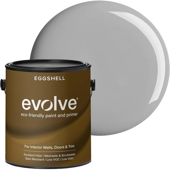 Evolve Latex Paint and Primer, Interior and Exterior Paint, Eggshell Finish, Graphite Gray, 1 Gallon