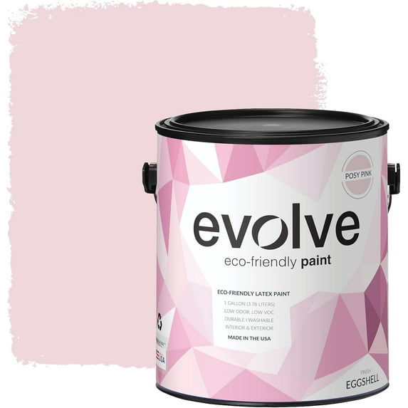 Evolve Latex Paint and Primer, Interior and Exterior Paint, Eggshell Finish, Posy Pink, 1 Gallon