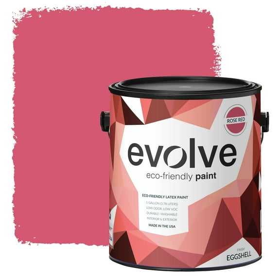 Evolve Latex Paint and Primer, Interior and Exterior Paint, Eggshell Finish, Rose Red, 1 Gallon