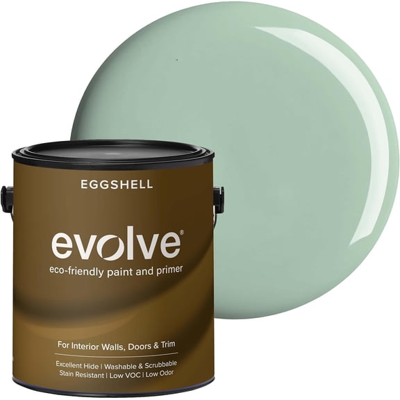 Evolve Latex Paint and Primer, Interior and Exterior Paint, Eggshell Finish, Seafoam Green, 1 Gallon