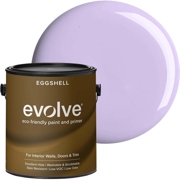 Evolve Latex Paint and Primer, Interior and Exterior Paint, Eggshell Finish, Soft Violet, 1 Gallon