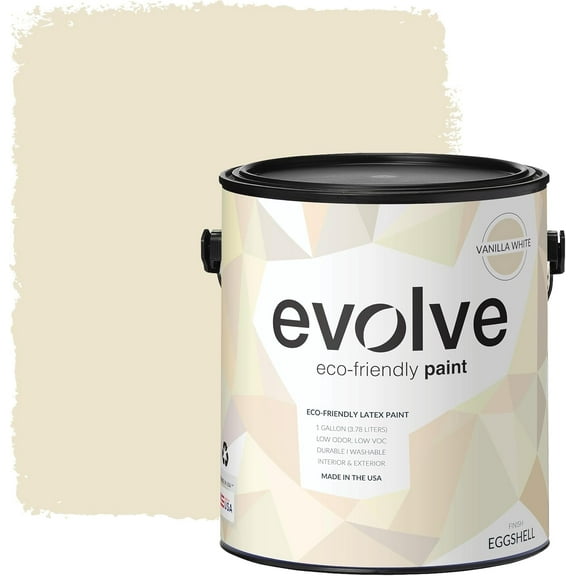 Evolve Latex Paint and Primer, Interior and Exterior Paint, Eggshell Finish, Vanilla White, 1 Gallon