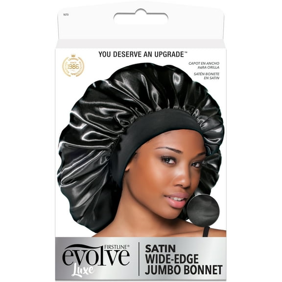 Evolve Jumbo Satin Bonnet, Black