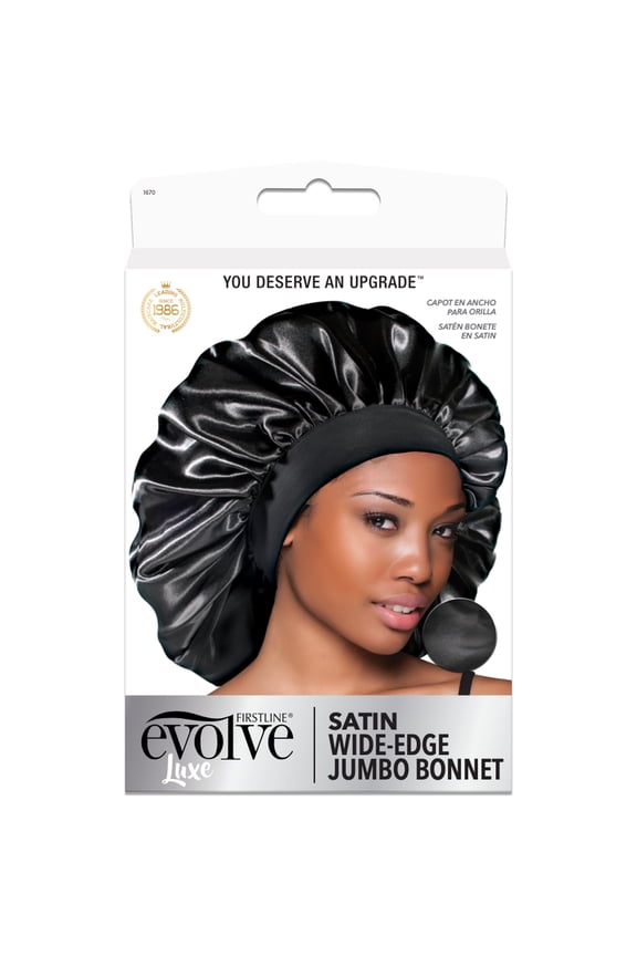 Evolve Jumbo Satin Bonnet, Black