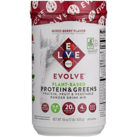 Evolve KHFM00333279 Protein & Greens Powder Mixed Berry, 1 lbs