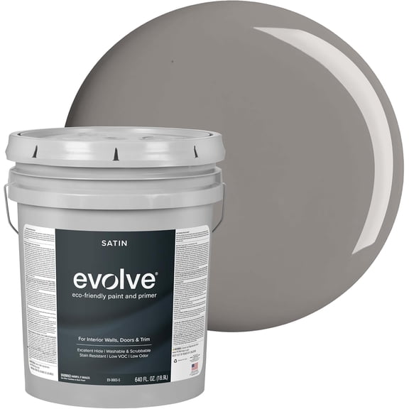 Evolve Metropolitan Gray Satin Interior Paint and Primer, Wall Paint with One-Coat Coverage, 1 gal