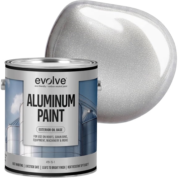 Evolve Oil-Based Aluminum Paint, Rust-Resistant Exterior Paint Reflective Metal Coating, 1 Gallon