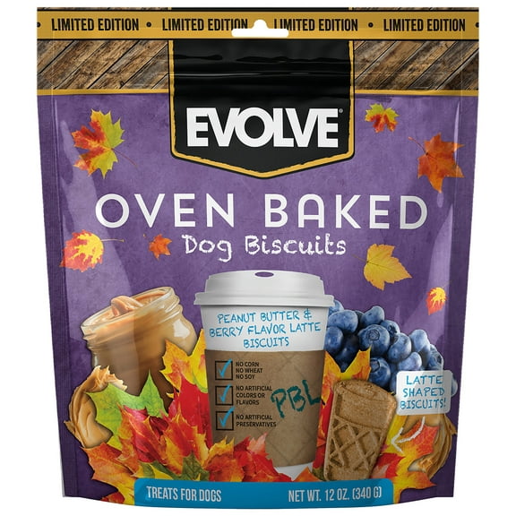 Evolve 11101174 Oven Baked Latte Dog Biscuits, Pumpkin Spice - 12 oz