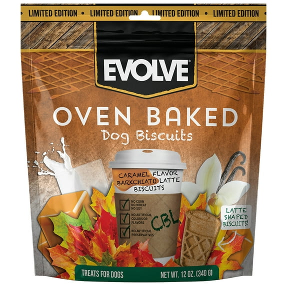 Evolve 11101169 Oven Baked Latte Dog Biscuits, Caramel - 12 oz