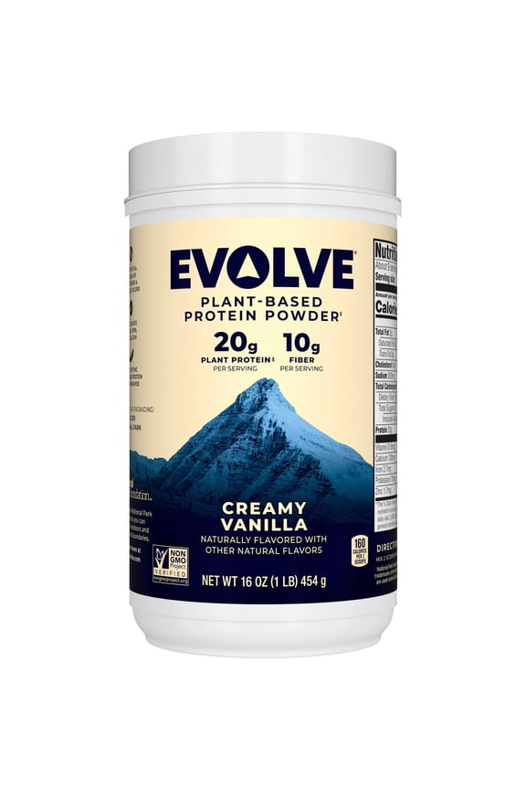 Evolve Creamy Vanilla Plant Based Protein Powder, 16 oz