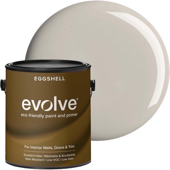 Evolve Refined Pewter Eggshell Interior Paint and Primer, Wall Paint with One-Coat Coverage, 5 gal