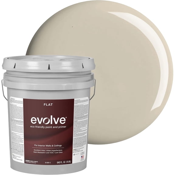 Evolve Refined Pewter Flat Interior Paint and Primer, Wall and Ceiling Paint with One-Coat Coverage, 1 gal