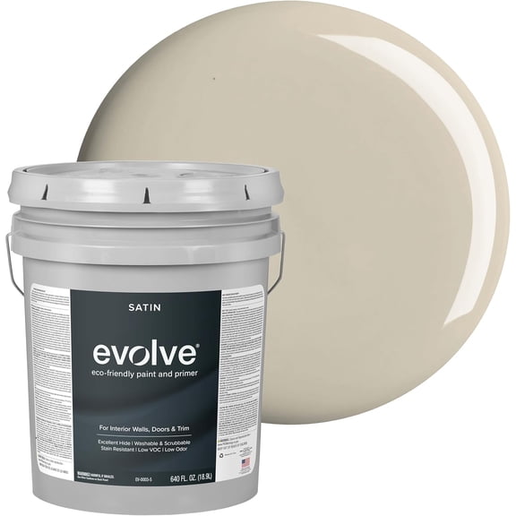Evolve Refined Pewter Satin Interior Paint and Primer, Wall Paint with One-Coat Coverage, 1 gal