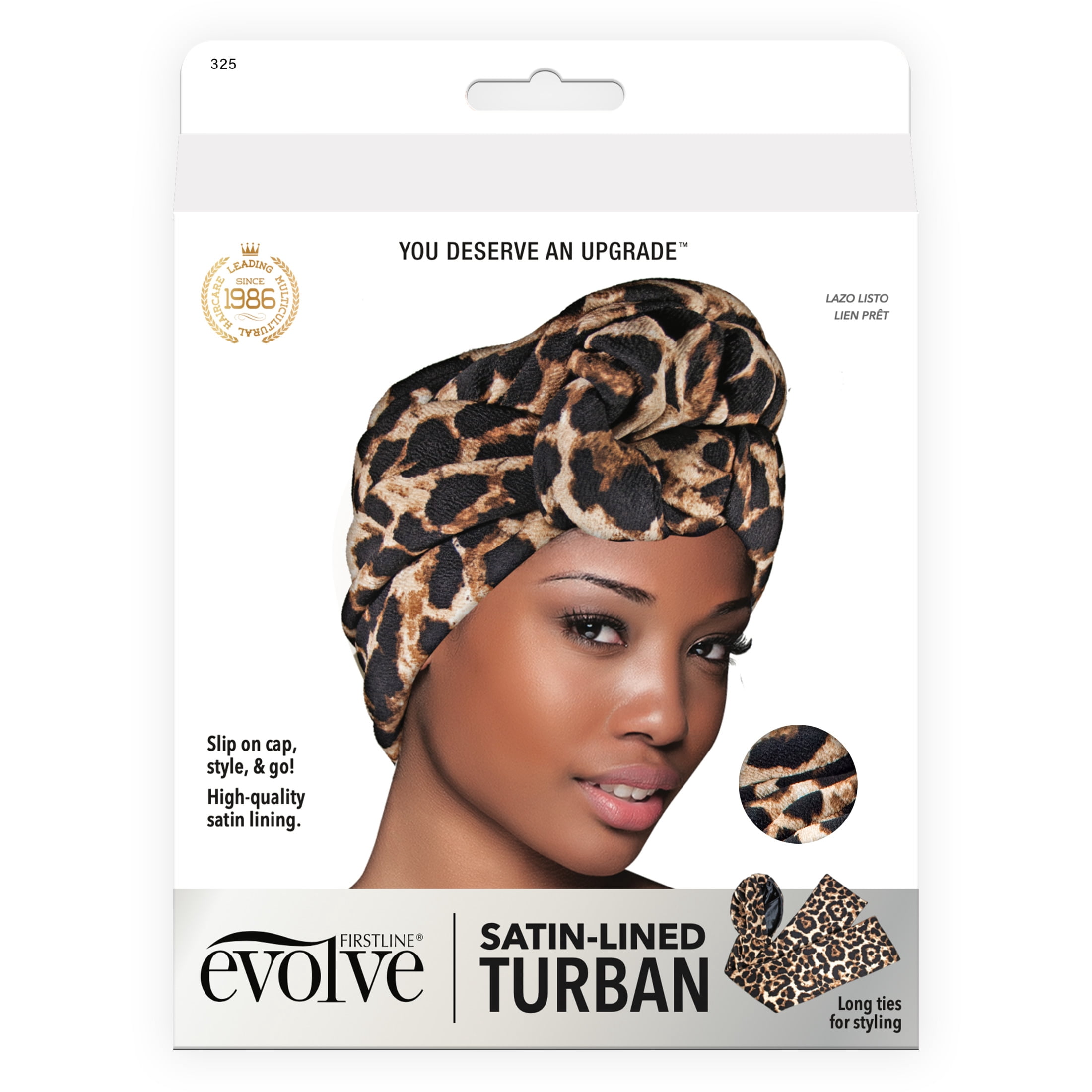 Evolve Satin Lined Turban Leopard