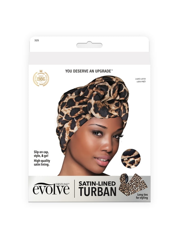 Evolve Satin Lined Turban Leopard