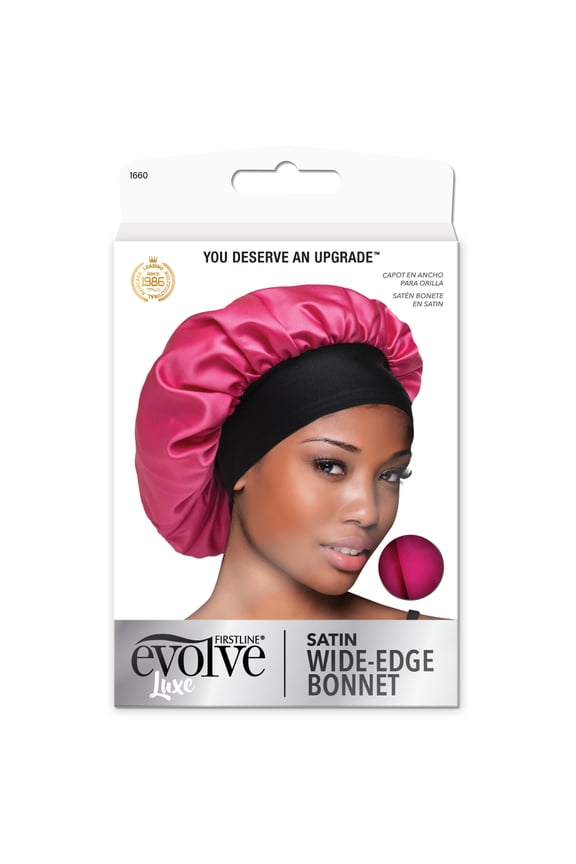 Satin Wide-Edge Bonnet, Fuchsia