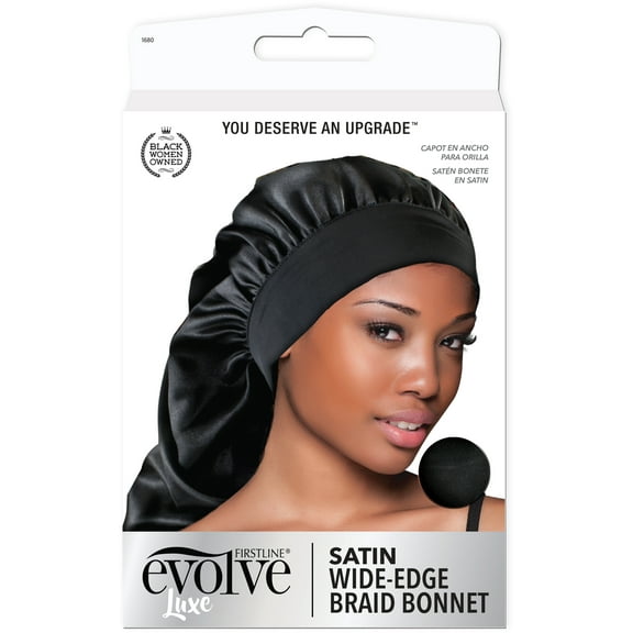 Evolve Satin Wide-Edge Braid Bonnet Black