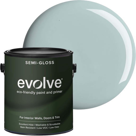 Evolve Silver Surf Semi-Gloss Interior Paint and Primer, Wall Paint with One-Coat Coverage, 5 gal