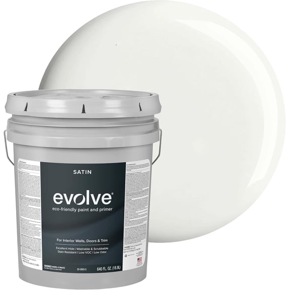 Evolve Studio White Satin Interior Paint and Primer, Wall Paint with One-Coat Coverage, 1 gal