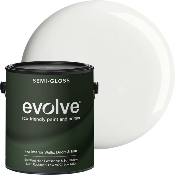 Evolve Studio White Semi-Gloss Interior Paint and Primer, Wall Paint with One-Coat Coverage, 5 gal