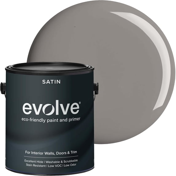 Evolve Tailored Slate Satin Interior Paint and Primer, Wall Paint with One-Coat Coverage, 5 gal