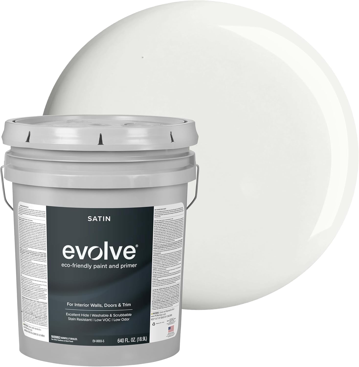 Evolve Eco-Friendly Alabaster White Satin Sheen Acrylic Latex
