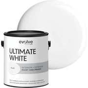 Evolve Ultimate Latex White Paint & Primer with Flat Finish, Interior/Exterior, 1 Gallon