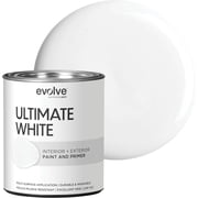 Evolve Ultimate Semi-Gloss White Acrylic Latex Paint and Primer, Exterior and Interior Paint, 1 Quart
