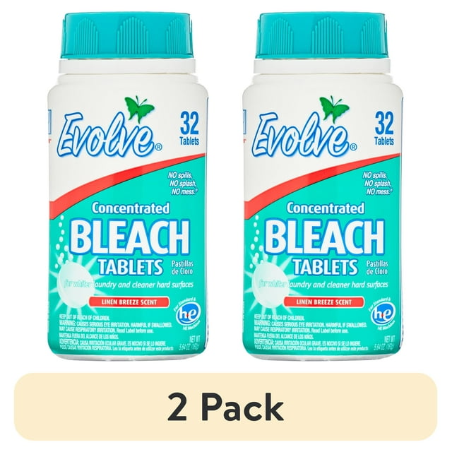 (2 pack) Evolve Ultra Concentrated Bleach Tablets, Linen Breeze Scent