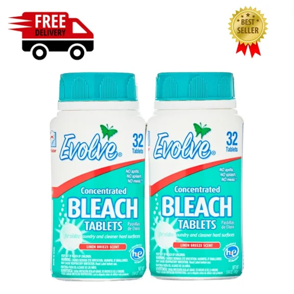 Evolve Ultra Concentrated Bleach Tablets, Linen Breeze Scent, 64 Total Count