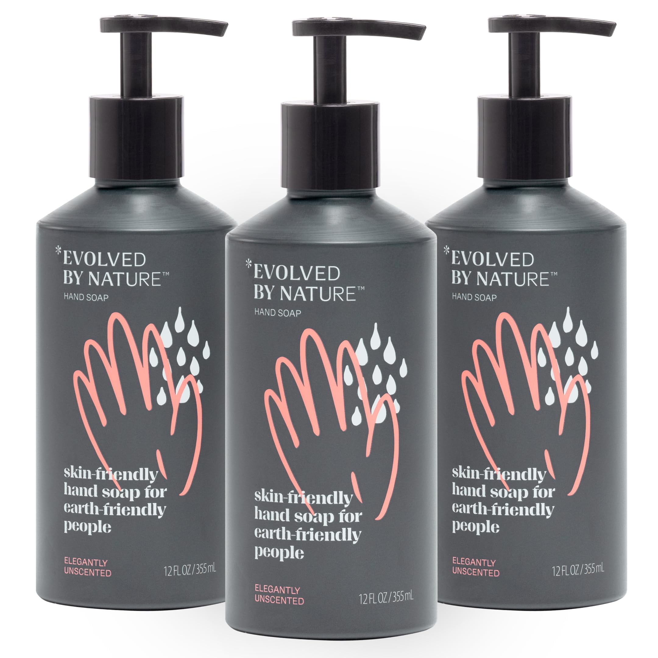 Evolved By Nature Liquid YPF5 Hand Soap, 12 Oz (Charcoal, Pack of 3