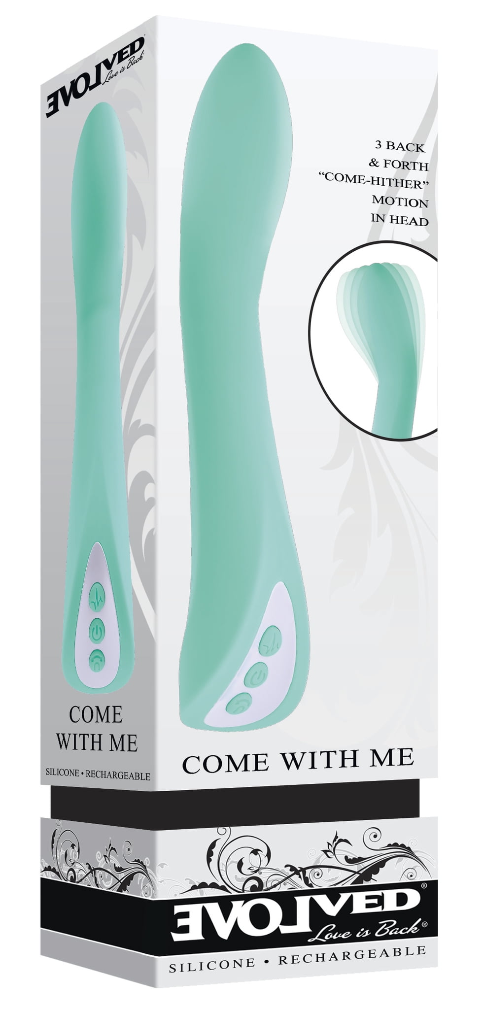 Evolved Come With Me Rechargeable 'Come Hither' Silicone Vibrator Green