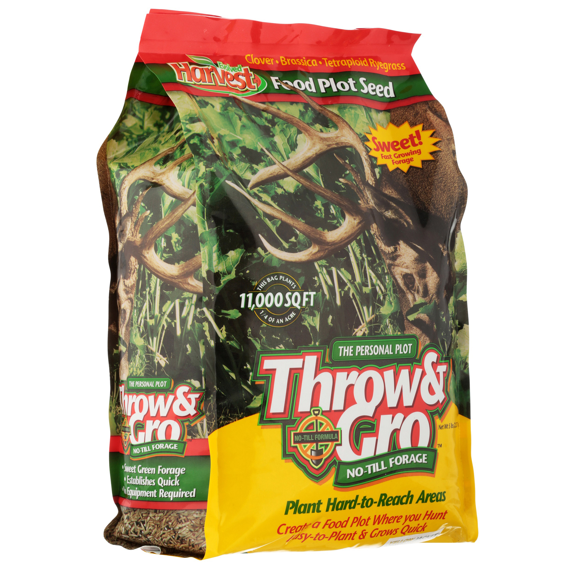 Evolved Harvest Throw & Gro Forage Food Plot Grass Seeds, 5 lb - No-Till, Fast-Growing