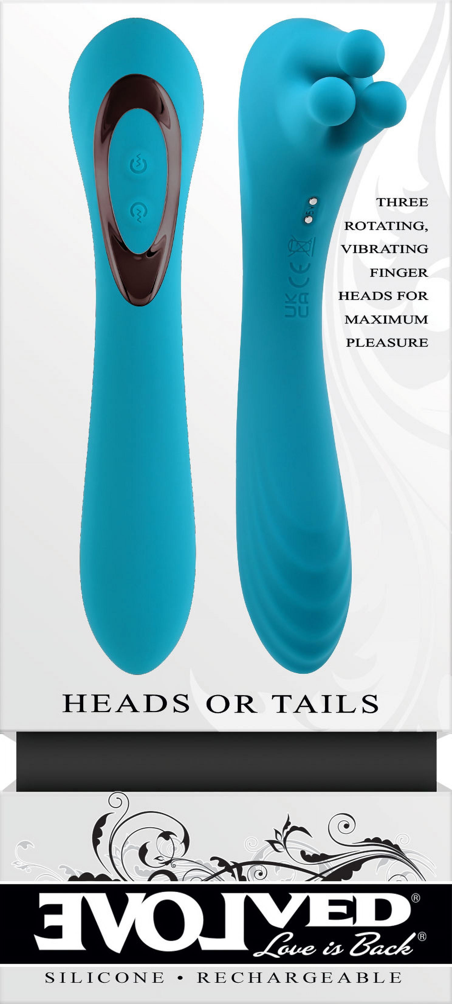 Evolved Heads or Tails Rechargeable Finger Vibrator Teal