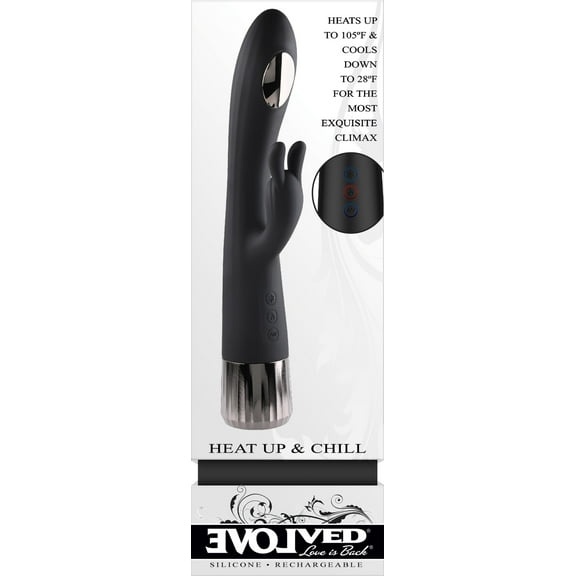 Evolved Heat Up & Chill Rechargeable Heating/Cooling Silicone Rabbit Vibrator Black