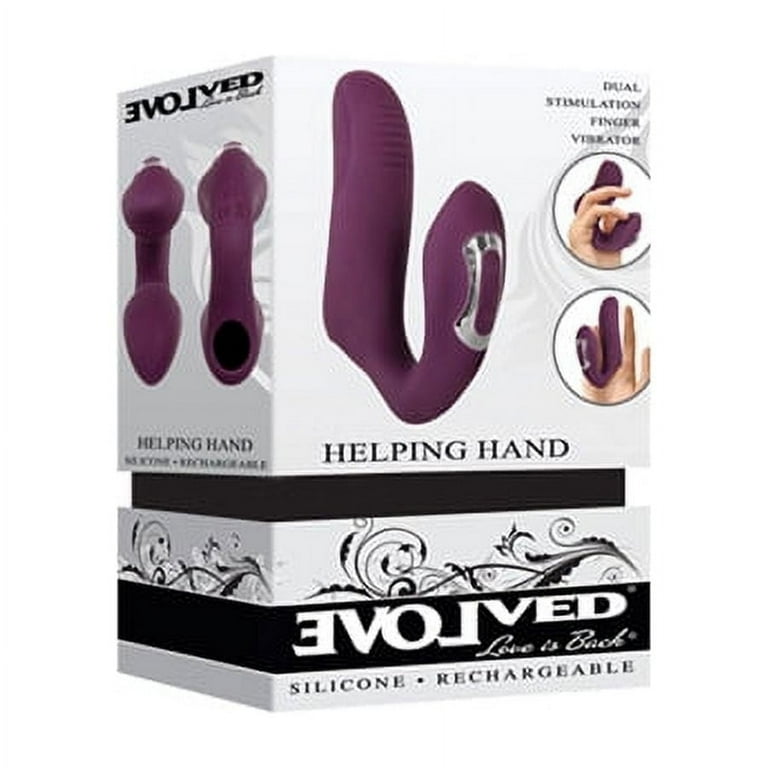 Evolved Helping Hand Rechargeable Silicone Dual Stimulating Finger Vibrator Plum