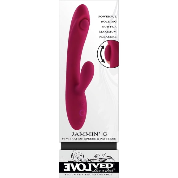 Evolved Jammin G Rechargeable Tapping Dual Stim Vibe with Silicone, Pink