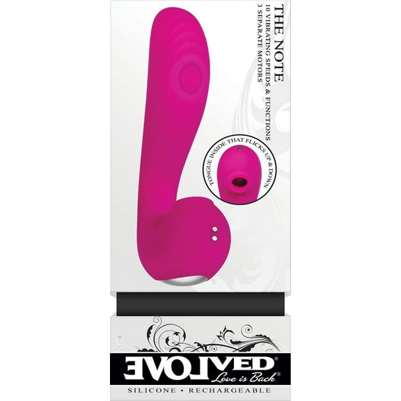 Evolved Novelties The Note Rechargeable Silicone Suction Vibrator Dual Stimulator Magenta