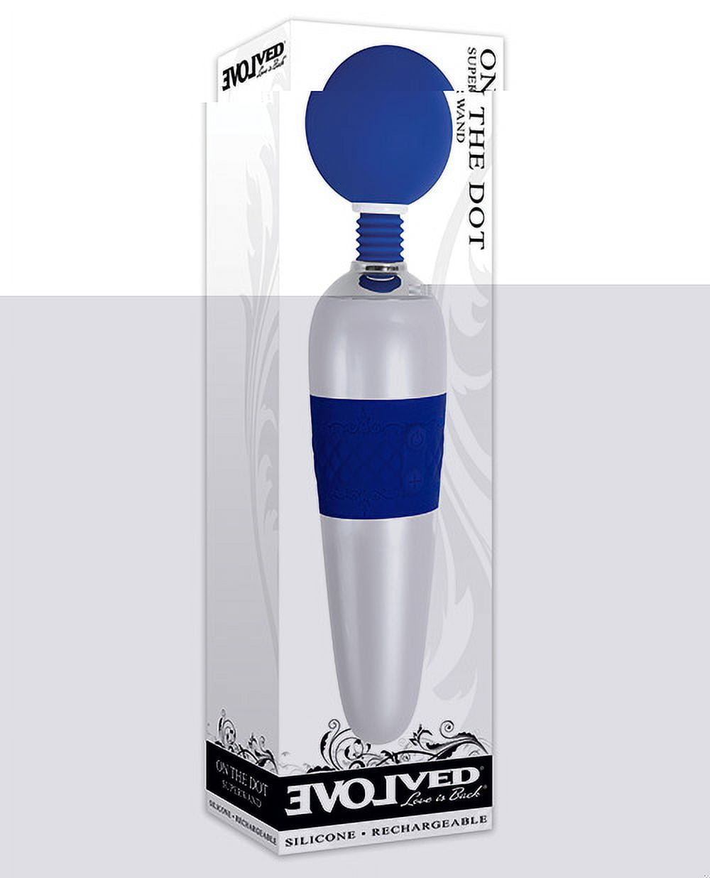 Evolved On The Dot Rechargeable Silicone Flexible Head Wand Vibrator  Blue/White - Walmart.com