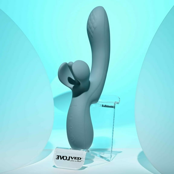 Evolved Take Your Flick Rechargeable Silicone Rabbit Vibrator, Blue