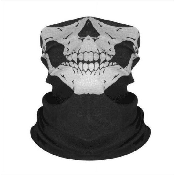 Evomosa 6 Color Skull Face Ski Mask Unisex Biker Headband, Half Face Scarf Polyester Fabric, White