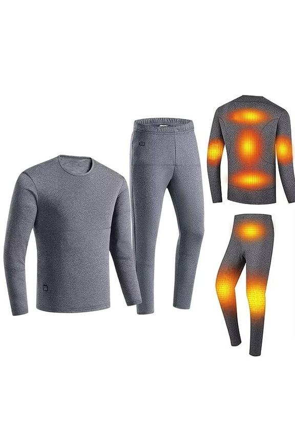 Men's Heated Base Layers & Thermals with 22 carbon fiber heating zones, Electric Thermal Underwear Set, Rechargeable Washable Fit Tops & Bottoms