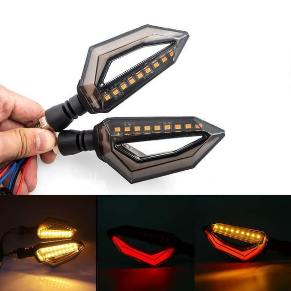 Evomosa Universal 10mm Motorcycle 12 LED Turn Signal Lights Blinker Front Rear Lights, Red
