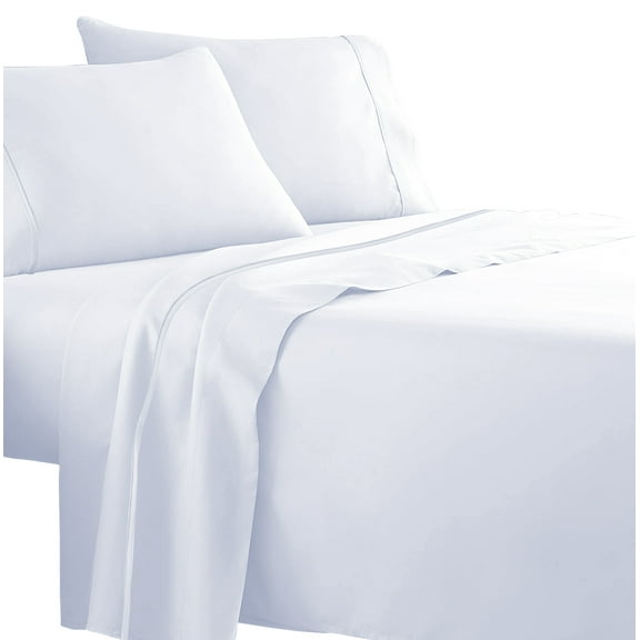 Evon 600TC 100% Egyptian Cotton White Color California King Size with 15" Inch Deep Pocket 4-Piece Piping Sheet set
