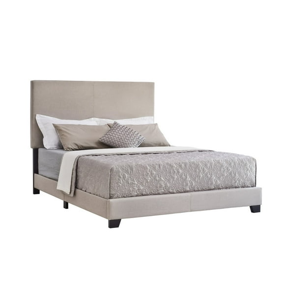 Home Design Evon Queen Linen Upholstered Bed Frame with Foam Padding and Polyester Upholstery, Warm Gray, Easy assembly