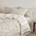 thumbnail image 1 of Say Yes Bedding Evonne 3-Piece Beige Jacquard Floral Jacquard Duvet Cover Sets, Queen, 1 of 4