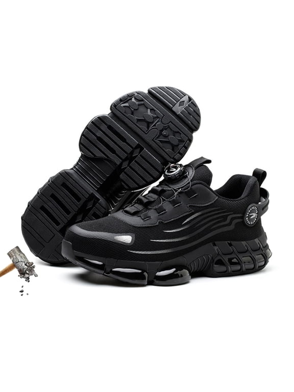 Evontira Steel Toe Shoes for Men Puncture-Proof, Slip-On Safety Sneakers, Durable & Lightweight Power Trainers for Work & Casual Wear