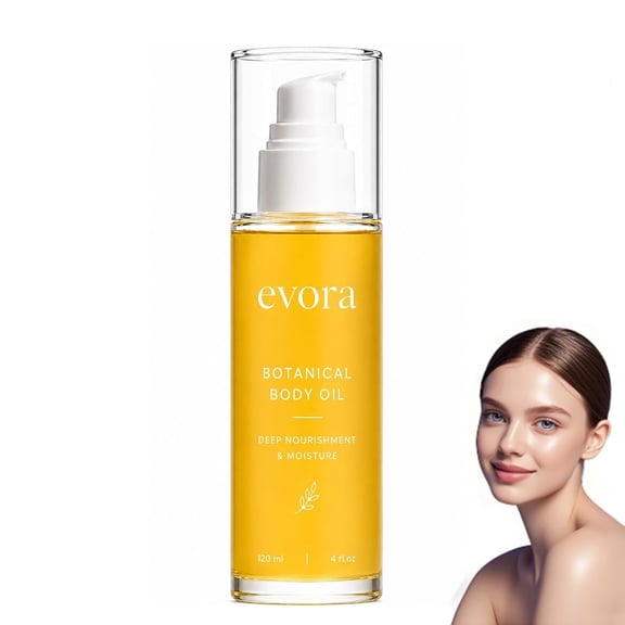 Evora Botanical Body Oil, Lightweight Botanical Body Oil, Non-Greasy Daily Body Care for Dry-Looking Skin 4 fl oz