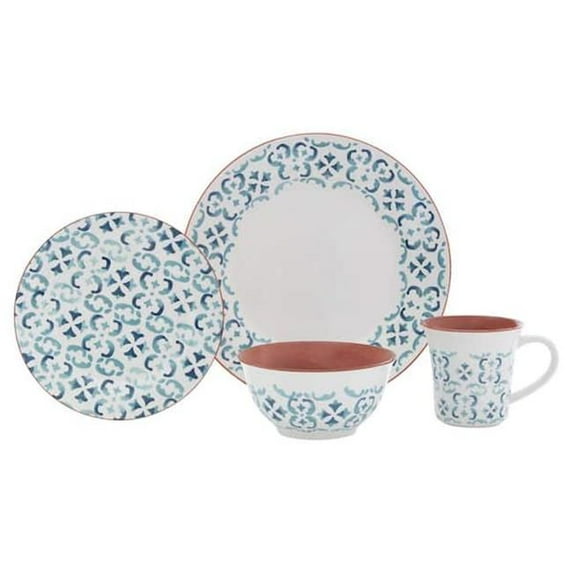 Evora Stoneware Dinnerware Set, White - 16 Piece