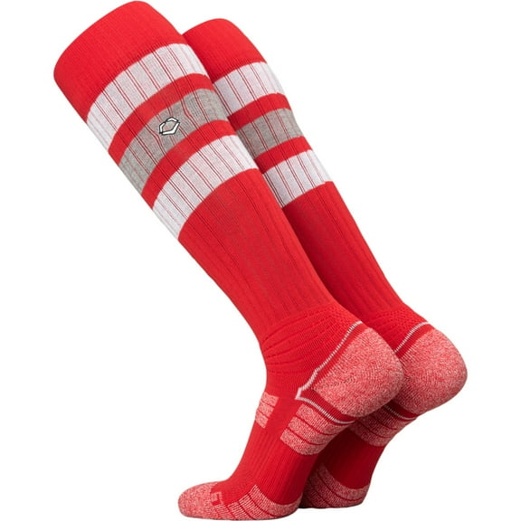 Evoshield Adult PRO-SRZ Striped Baseball and Softball Game Socks Scarlet